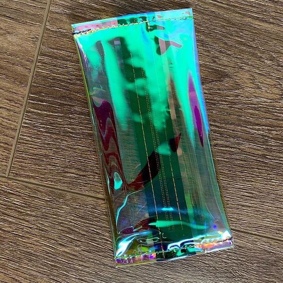 Womens NEW Pink/Orange/Blue Holographic Mini Cosmetic Bag/Coin Purse Clutch NWT - Picture 7 of 10